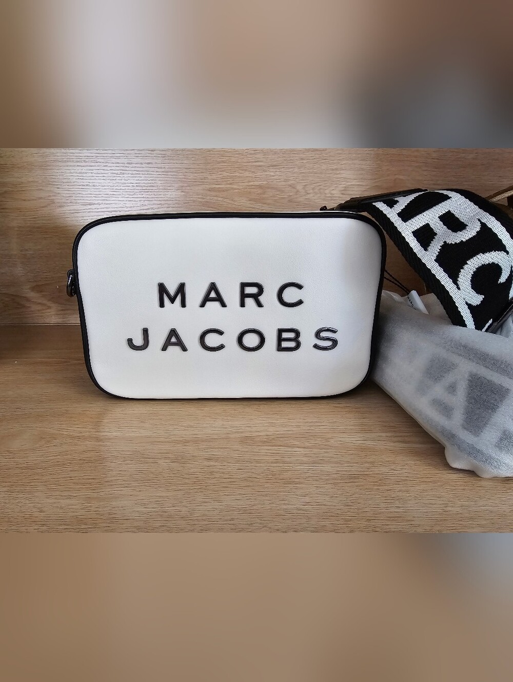 Marc Jacobs  Logo Two Tone Leather Camara Bag.